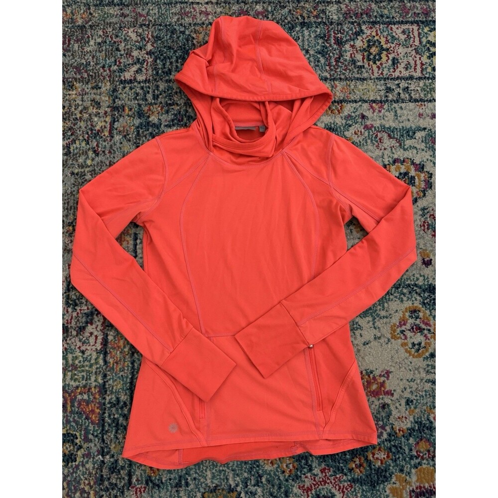 Athleta Lightweight Tech Hoodie Neon Orange Running Sports Size XXS